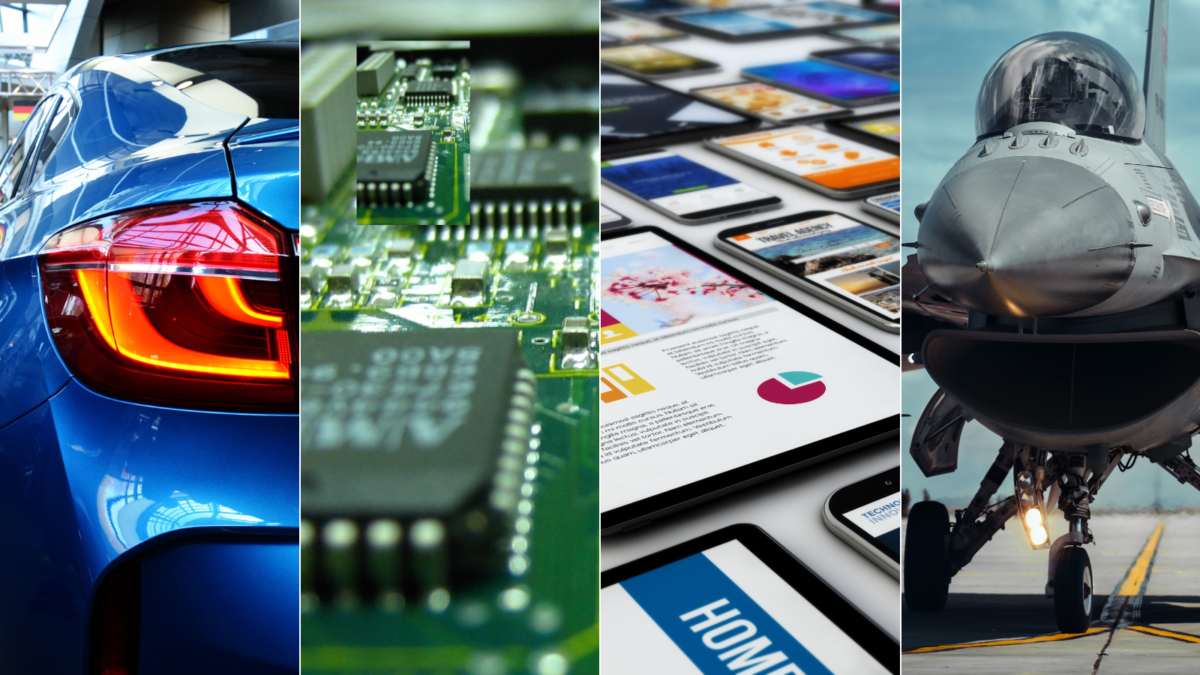 photo collage showing items that represent the industrial use of metals