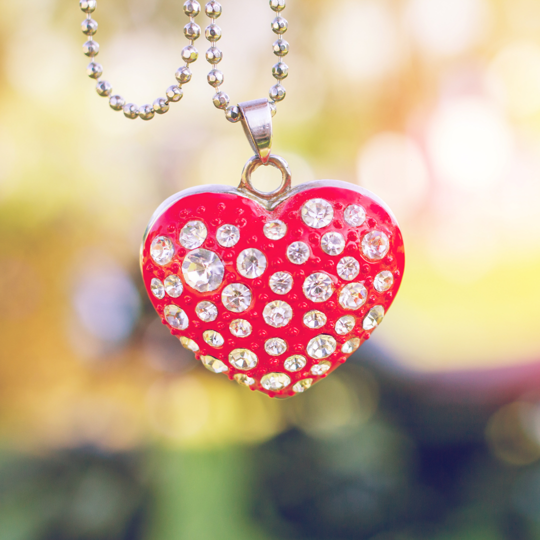 Valentine presents represented by heart-shaped jewelry pendant