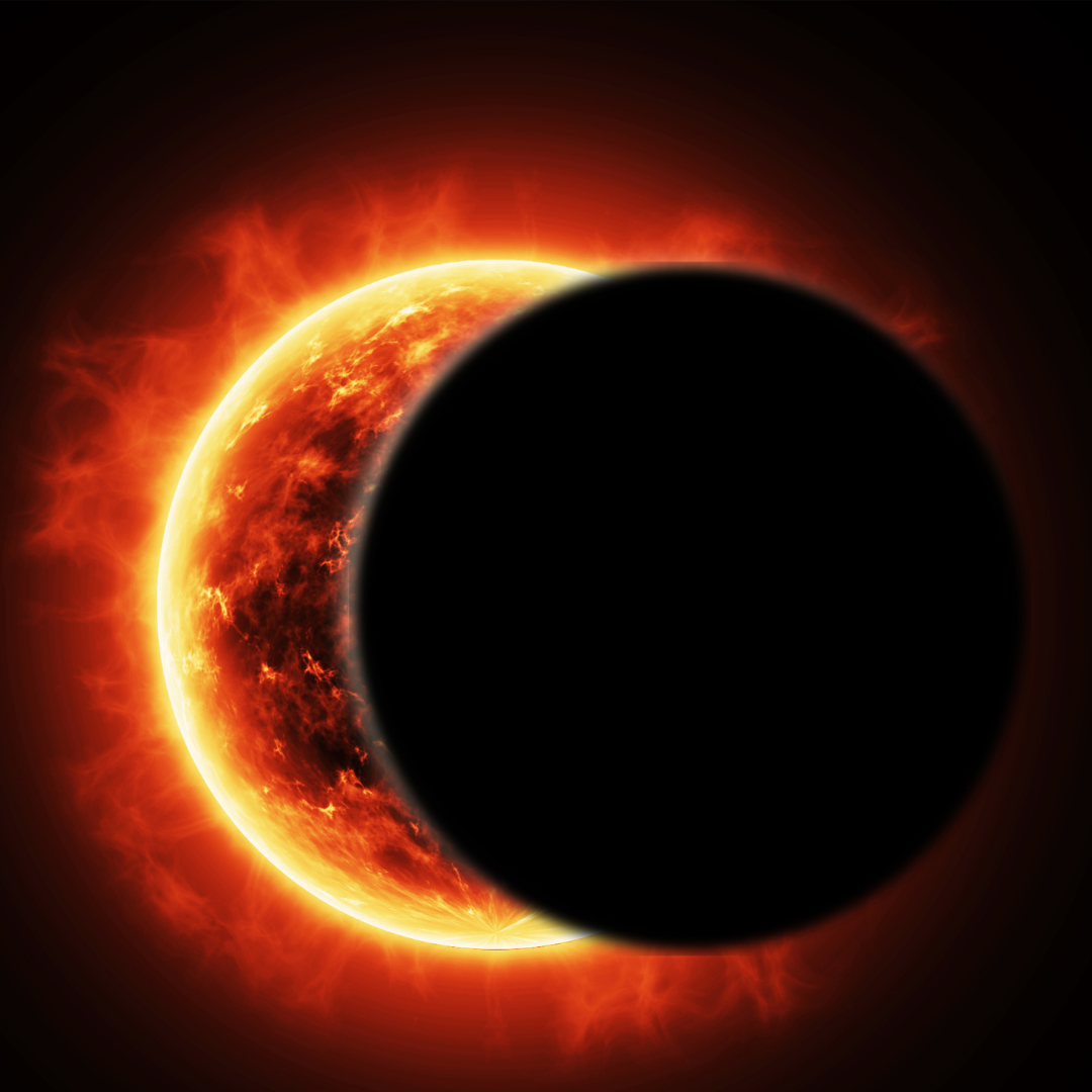 solar eclipse ring of fire as moon passes in front of sun
