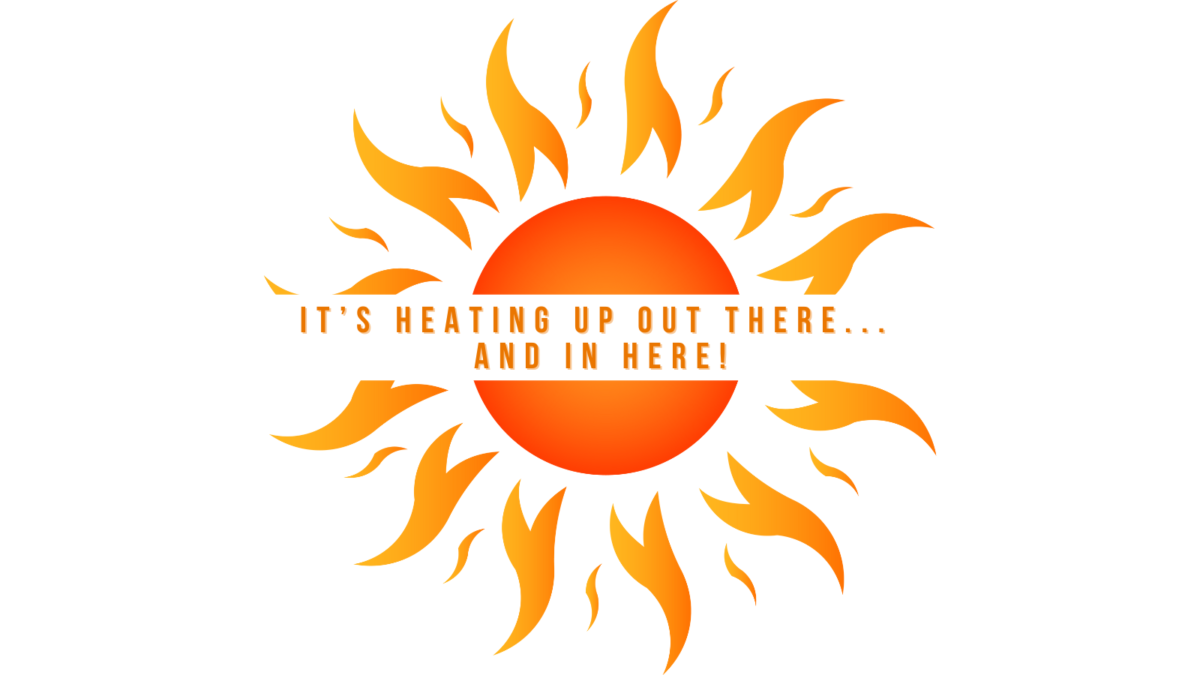 Flaming sun illustration with type