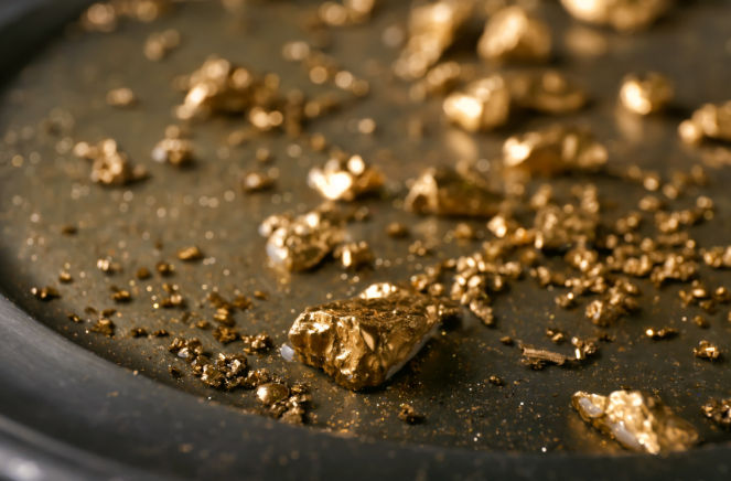 Photo of gold scrap on a black surface