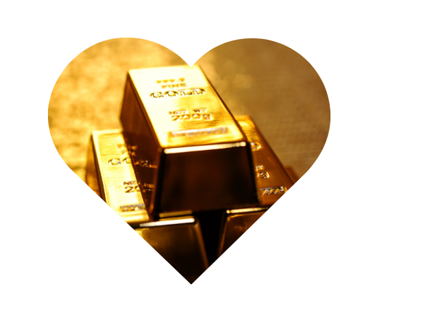 Heart-shape with gold bars inside